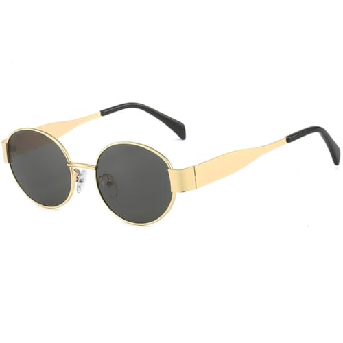 Lunettes de soleil tendance verres transparents gris et monture fine dorée