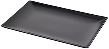 drinkstuff Midnight Rectangular Coupe Plates Black 30 x 20cm - Pack of 6 | Stoneware Plates