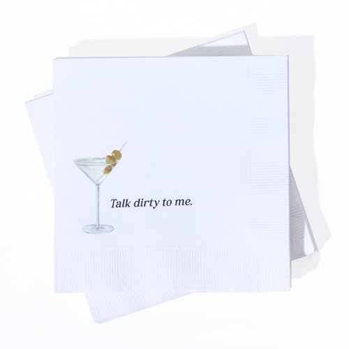 For Your Party Talk Dirty To Me Cocktail Napkins 3-Ply Disposable Beverage Napkins with Martini Glass Design Full Color Party Napkins 20 Count for Bachelorette Birthday & Cocktail Party Decor