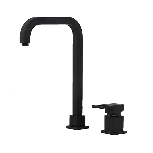 Robinet de lavabo noir mat rétro en laiton mélangeur double trou