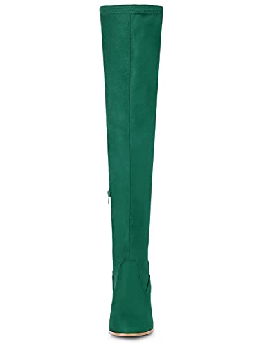 Allegra K Women's Round Toe Chunky Heel Over the Knee High Boots2