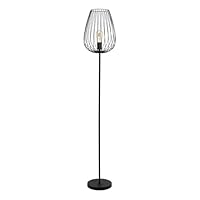 Eglo Newtown Vintage Floor Light, Black Steel Living Room Standing lamp with Foot Switch, E27 Socket