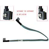 (2.3FT) Mini-SAS (Right Angle) to Mini SAS (Left Angle) Data Cable for HP DL360P Gen8 Compatible 657196-001 654073-001, 25"