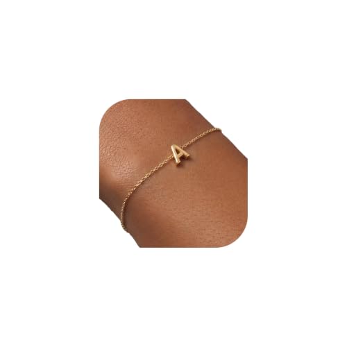 FindChic Gold Initial Bracelets for Women Waterproof Letter A Bracelet Adjustable Monogram Charm Bracelet Trendy Jewelry Dainty Gift for Women Friend