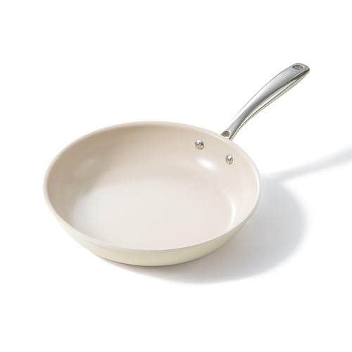 Redchef Non Stick Frying Pan 24cm, Ceramic Non Stick Saute Pans, 9.5'' Cooking Fry Skillet with Stay Cool Handle, All Stovetops (Gas, Electric & Induction), Oven Safe, PFAS-Free (Beige)