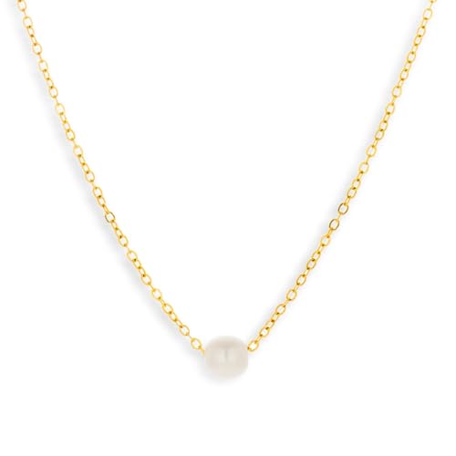 WATERPROOF Gold or Silver Plated Stainless Steel Single Pearl Drop Necklace