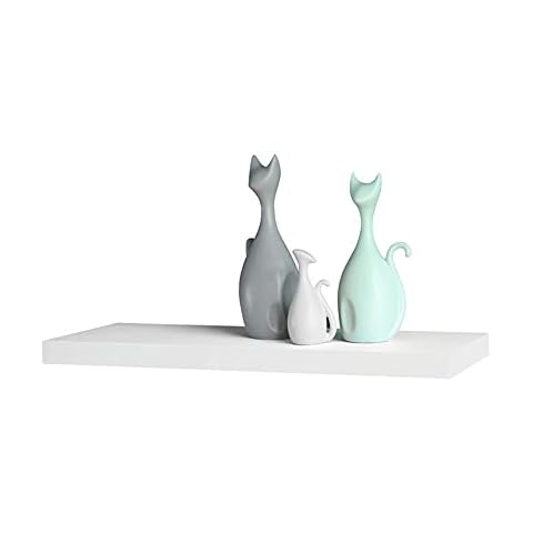 INMOZATA Floating Shelves 60CM White Shelves for Wall Mounted Modern Woodern Shelves with Mental Strong Bracket for Bedroom Living Room Kitchen Bathroom Office, Easy Install Cover
