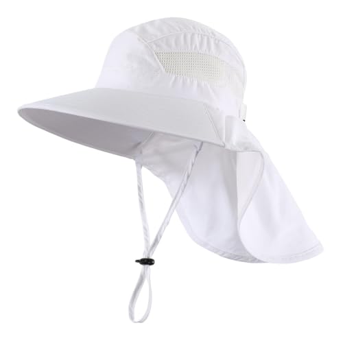 Image of Home Prefer UPF50 Wide Brim Kids Sun Hat Neck Flap Boys Girls Sun Protection Hat for Beach Fishing