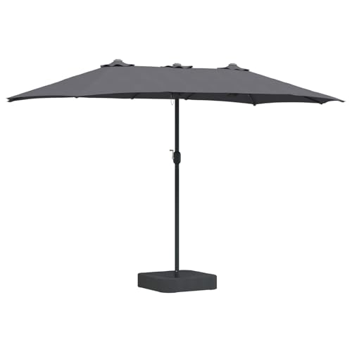 Parasol rectangulaire 385x209 cm couleur sable et anthracite avec LED