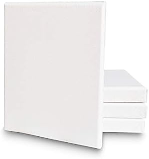 Amazon Brand  Eono Stretched Canvas 15cm x 15cm Set of 4 Blank 100% Cotton
