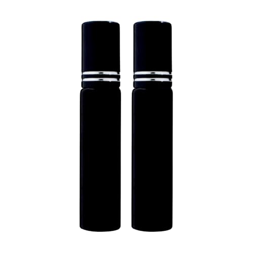 Kit com 2 Mini Frasco Portátil de Perfume de Vidro Recarregável com Borrifador Spray Ideal para Levar na Bolsa Estojo de Maquiagem Prático e Compacto Com Capacidade de 10ml (Preto)