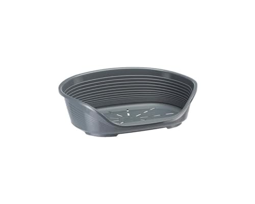 Ferplast Cuccia per Cani Cuccia in plastica per Cani taglia media 100% plastica riciclata Lettino per Cani lavabile traspirante e antiscivolo Siesta Deluxe, 82 x 59,5 x 25 cm., Grigio