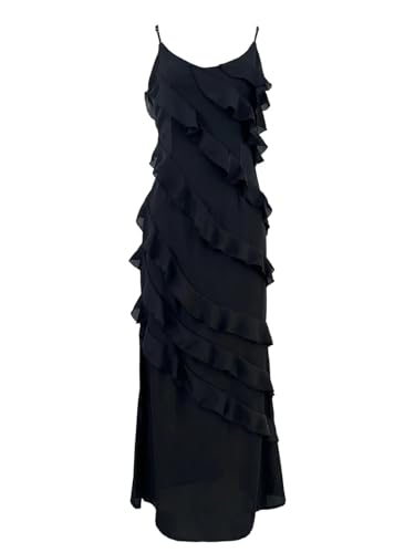Robe longue à volants légère pour silhouette élancée et col en V