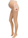Herzmutter Medias premama 20DEN - maternidad - medias de embarazo - Futura Mama - transparente-mate-suave - Color piel-beige-negro - Set de 1 y 2-1200 (S/M, Beige-Claro)