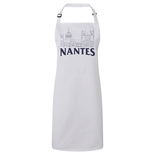 Tablier cuisine blanc au motif de Nantes idéal pour préparer de bons petits plats en famille