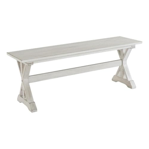 Boraam Jamestown Backless Dining Room Bench, Antique White