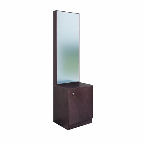 Image of VIKI |Engineered Wood Dressing Table 1 Door with Shelf, Mirror and Huge Storage Space | Vanity for Living Room, Bedroom (Dark Wenge - 43.8W x 40D x 182.6H cms)