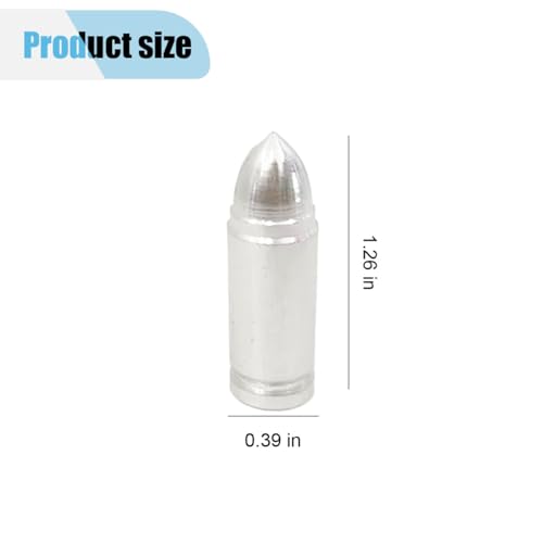 4PCS Bullet Style Tire Valve Stem Caps, Aluminium Alloy Corrosion Resistant Car Tire Valve Replacement Covers, Dust Proof Auto Wheel Accessories for Trucks, Cars, Motorcycles (Silver)