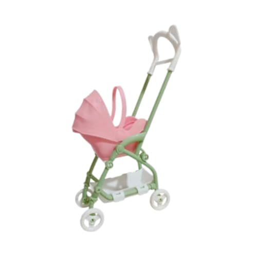 MERIGLARE Cochecito de Muñecas Accesorios Carro Miniatura Juguete Niña Simulación Realista Material Firme Fomenta Imaginación Adecuado para Juegos de rol Colecc, Blanco