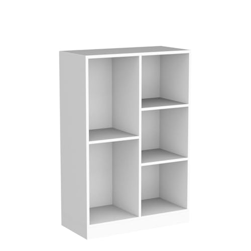 Image of IOTXY Open Shelf Low Bookcase - Wooden 3-Tier Cube Bookshelf, Warm White
