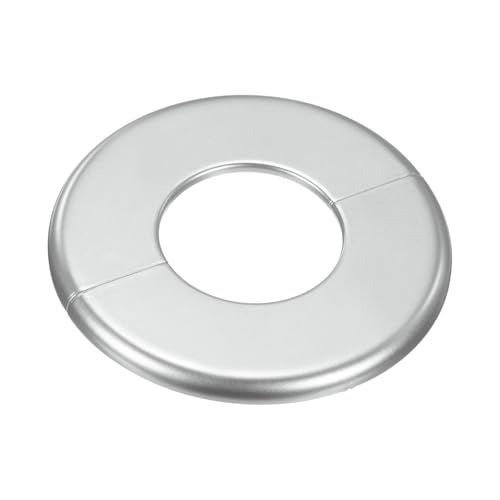 M METERXITY 1-Pack Wall Split Flange, ABS Round Self-Adhesive Escutcheon Plate Cover Buckle for 50mm/1.97in Dia Pipe Accessories/Floor/Ceiling, Plumbing Cover Plates [Silver,6mm/0.24in H]