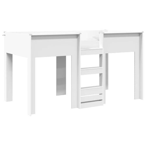 Xhnifnb Kinder Etagenbett Weiß 80 x 200 cm aus Holzwerkstoff Modernes Design Robustes Einzelbettgestell Platzsparendes Jugendbett für Zwillingszimmer und kleine Schlafzimmer