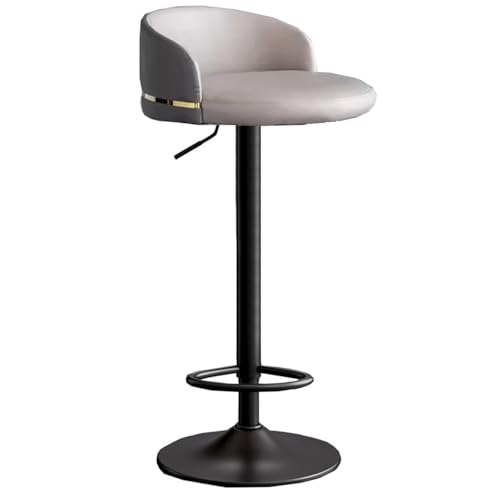 Taburetes de bar modernos de mediados de siglo, taburetes tapizados de cuero con respaldo bajo con patas de metal y reposapiés para cocina, comedor, oficina