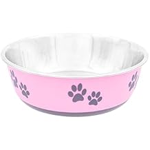 INDIPETS Buster Bowl Collection Non-Skid Pet Water and Food Bowl | 15 oz, 5-1/2 Inches, Small, Princess Pink PN 800454