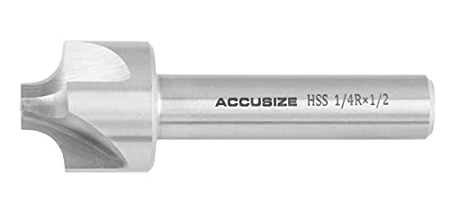 Image of Accusize Industrial Tools Hss Corner Roudning End Mill, 1 /4'' Radius, 1 /2'' Shank Diameter, 1'' Largest Dianmeter, 3-1 /8'' Oal, 1011-1412 | H.S.S. Corner Rounding End Mill, 1 /2 inch Shank, 3-1 /8 inch OAL