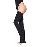KEVVI -Compression Stockings for Women & Men, Full Leg Ted Hose 20-30 mmHg, Open Toe, Support Hose, Compression Socks, Unisex, Black, S