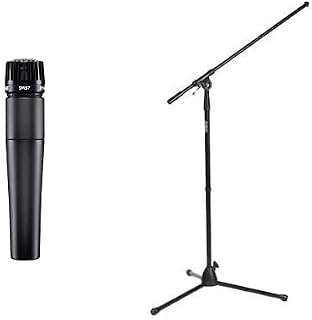 Shure SM57-LC Cardioid Dynamic Microphone with On Stage Stands MS7701 Tripod Boom Microphone Stand