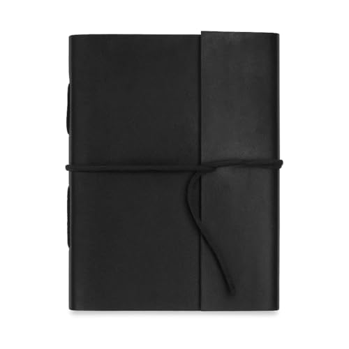 Cuaderno de cuero negro hecho a mano con papel sin forro, diario de viaje de cuero vintage para mujeres y hombres (3 x 4 pulgadas)