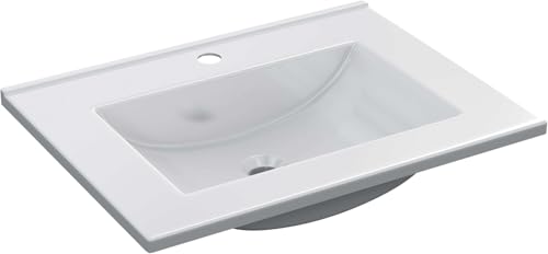ARKITMOBEL Lavabo de Resina Acrílica (PMMA) Color Blanco, Pila Lavamanos Rectangular para Baño, Alta Resistencia y Ligereza, Medidas 61,5 cm (Ancho) x 13 cm (Alto) x 46 cm (Fondo)