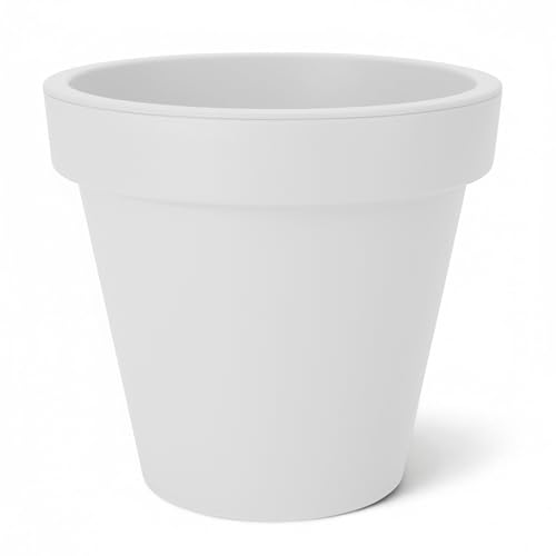 Spetebo Maceta de plástico grande L - 48 cm/blanco - Maceta redonda para exterior e interior - Maceta de jardín, maceta de flores, recipiente para plantas, macetero