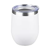 StarSpeed 12oz Wine Tumbler with lid, Stainless Steel Travel Mugs Stemless Double Wall Insulated Coffee Cup, Insulated Wine Glasses Travel Tumbler for Cold & Hot Drinks(White, 1)