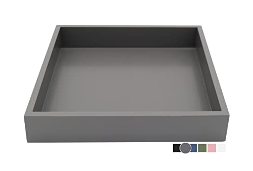 Montecito Home - 10"X10" Small Square Wood Decorative Tray For Office, Ottoman, Bathroom, Entry, Remote Controls, Countertop Organizer, Candle Tray- Charcoal #TOP6