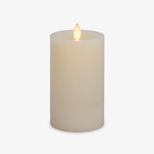 Image of Luminara - Flameless LED Battery Operated Flickering Pillar Candles - Pearl Ivory - Pack of 1-3x5.5 - Realistic Moving Flame Real Wax Indoor /Outdoor