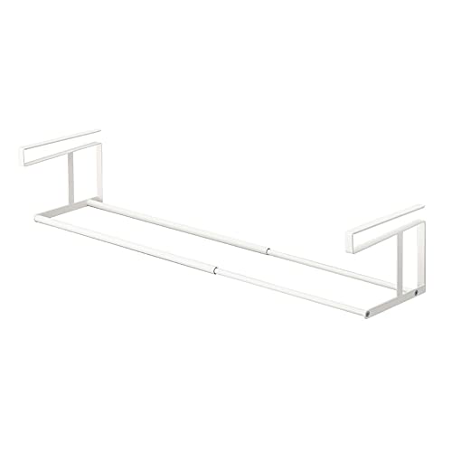 Yamazaki Industries White Floating Telescopic Shoe Rack, W 17.9-31.5 x D 8.1 x H 6.1 inches, Steel, Space Saving, Shoe Storage