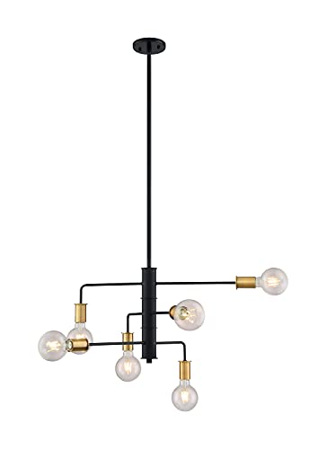 Image of Nuvo 60 /7344 Ryder 6 Light Chandelier Fixture,Black