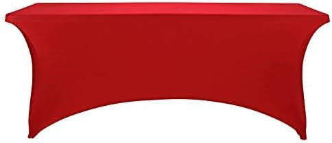 FORLIFE 2Pack Spandex Table Covers 6ft，Fitted Tablecloth for 6ft Rectangular Tables, Stretch Patio Table Covers, Universal Spandex Table Cover for Wedding, Banquet, Party (6ft, Red)