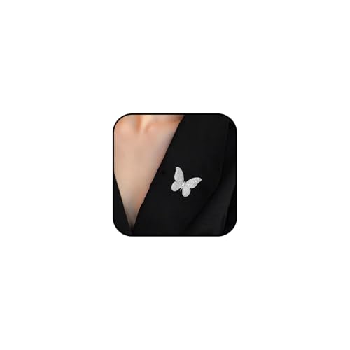 Image of Gold /Silver Butterfly Brooches for Women Rhinestone Tassel Butterfly Pin Brooch Dainty Crystal Lapel Pin Animal Insect CZ Brooch Lapel Pin for Coats Jackets Sweaters Accessories