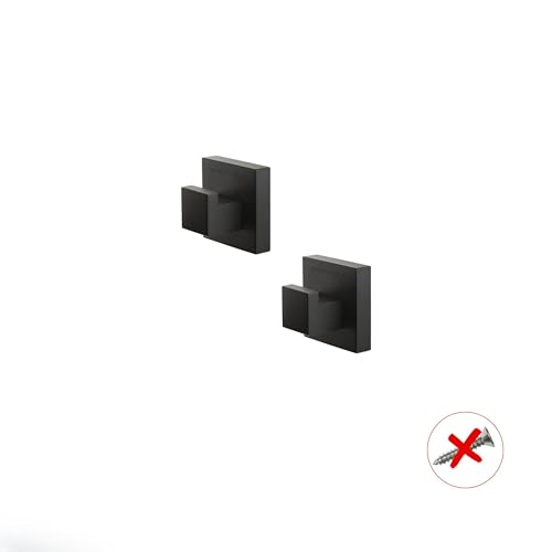 Sagittarius One 32S1-B Handtuchhaken 2er Set – Schwarz Matt, Rostfrei, Stabil & Langlebig, Haken Selbstklebend für Bad & Küche, Einfache Montage