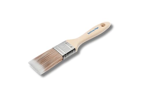 Cutting Edge Professional Premium Quality SRT Synthetic Filament Paint Brushes - 1.5 - Wooden Ergonomic Grip Beavertail Handle - Suitable for All Paints, No Breaking-In Required (1.5 / 38mm)