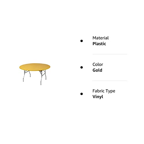 Kwik-Covers 60" Round Fitted Plastic Table Covers, Bundle Of 5 (Gold) #TOP2