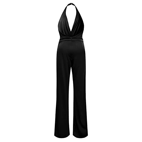Yuhaotin Crewneck Independence Rompers For Women Long Pant Formal Women's Sleeveless Sexy Deep V Halter Neck Backless Waist Mini July 4 Boho Sleeveless Overalls Women Jumpsuits Sexy Shorts #TOP2