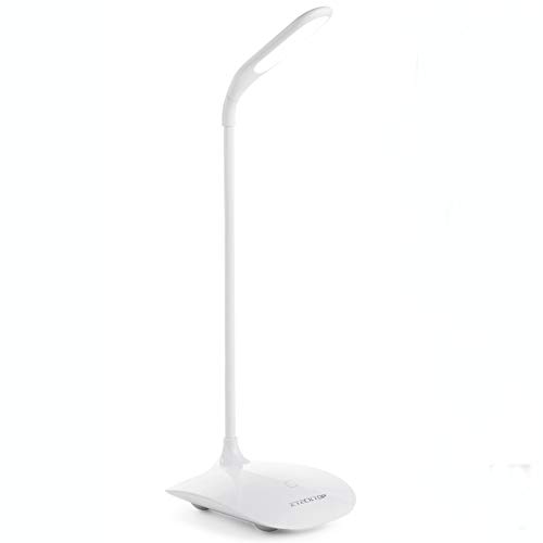 LED Table Lamp,Yoocool Modern Stylish USB Port with Third Gear Touch Control LED Eye Lamp Brightness Adjustable Gooseneck Portable Eye-Protected Small Table Lights (White Stand)