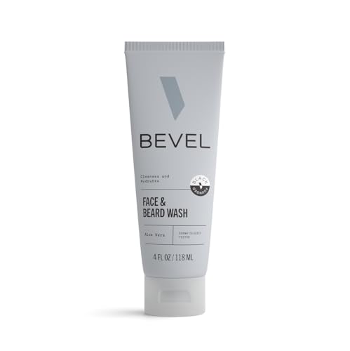 Bevel Face & Beard Wash For Men With Witch Hazel & Aloe Vera Cleansing Mens Face Wash That Hydrates and Brightens Skin and Softens Beard, 4 FL Oz