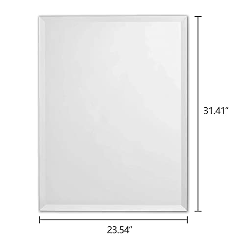 Umzodo Frameless 24"X32" Rectangle Mirror, 1 Inch Beveled Edge, Wall Mounted Mirror For Bathroom, Vanity, Bedroom #TOP6
