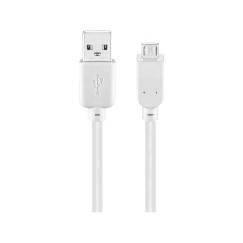Goobay 95143 USB A auf Micro USB B Kabel 1,8m / Handykabel 480 Mbits / Ladekabel USB 2.0 zu Micro USB Type B Stecker Adapterkabel / Kupferleiter / Wei&szlig; / 1,8 Meter