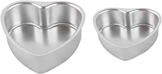 DiBha Aluminium Heart Shape Cakes Pastry Mould Baking Tin Pan 7/8 Inches (Set of 2)